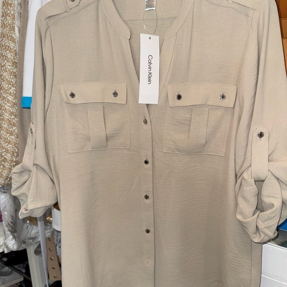 Calvin Klein Women's Tan Blouse